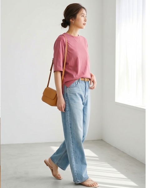 MULEXS(ミューレクス)の「【人気の!】スムースコットン100% ルーズフィットTシャツ / 無地 半袖 カットソー オーバーサイズ ベーシック(Tシャツ/カットソー・レディース・ブルー/チャコール/ピンク/ブラウン・M/L)」の19枚目の写真