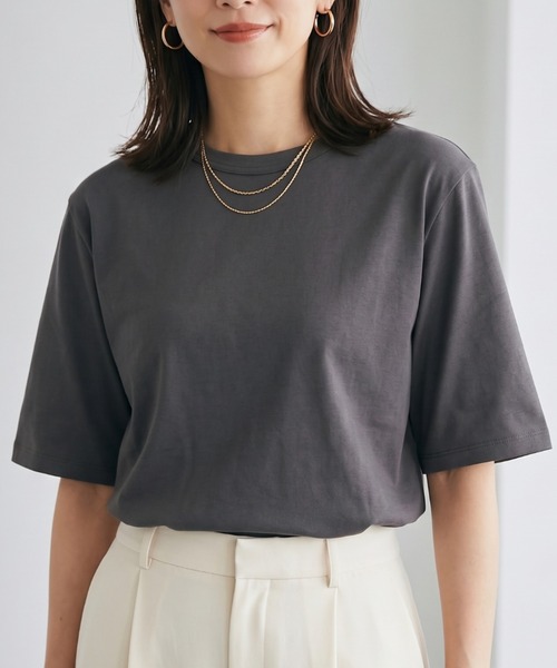 MULEXS(ミューレクス)の「【人気の!】スムースコットン100% ルーズフィットTシャツ / 無地 半袖 カットソー オーバーサイズ ベーシック(Tシャツ/カットソー・レディース・ブルー/チャコール/ピンク/ブラウン・M/L)」の22枚目の写真