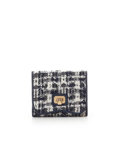 Samantha Thavasa(サマンサタバサ)の「オリジナル金具ツイード 折財布(財布・レディース・ピンク/ネイビー・FREE)」の2枚目の写真