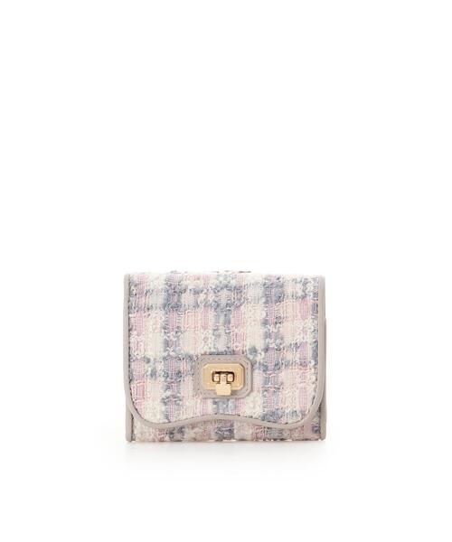 Samantha Thavasa(サマンサタバサ)の「オリジナル金具ツイード 折財布(財布・レディース・ピンク/ネイビー・FREE)」の1枚目の写真