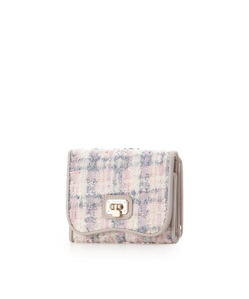 Samantha Thavasa(サマンサタバサ)の「オリジナル金具ツイード 折財布(財布・レディース・ピンク/ネイビー・FREE)」の3枚目の写真