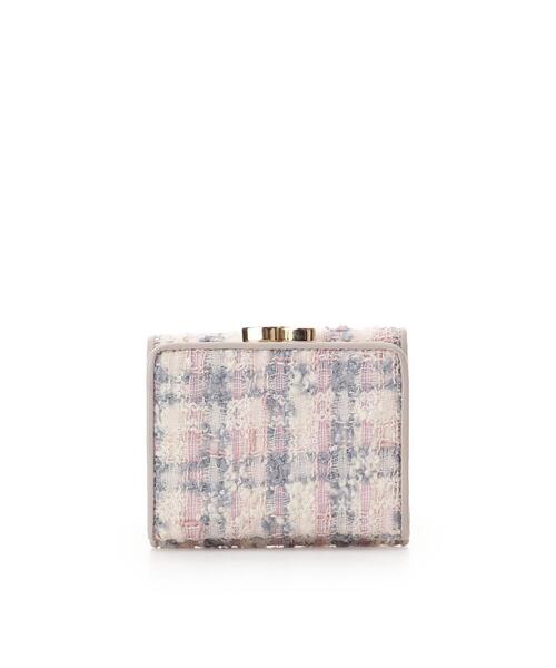 Samantha Thavasa(サマンサタバサ)の「オリジナル金具ツイード 折財布(財布・レディース・ピンク/ネイビー・FREE)」の4枚目の写真