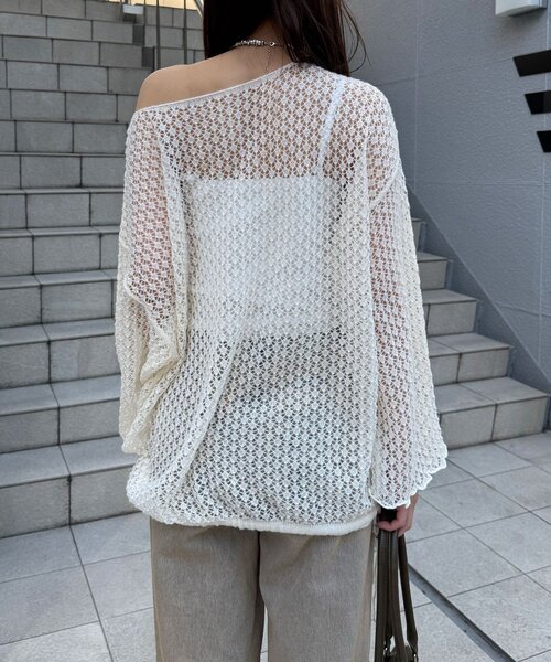 CIAOPANIC（チャオパニック）の「透かし編みルーズニットプルオーバー（ニット/セーター・レディース・グレー/アイボリー/ピンク・ONE SIZE）」の8枚目の写真