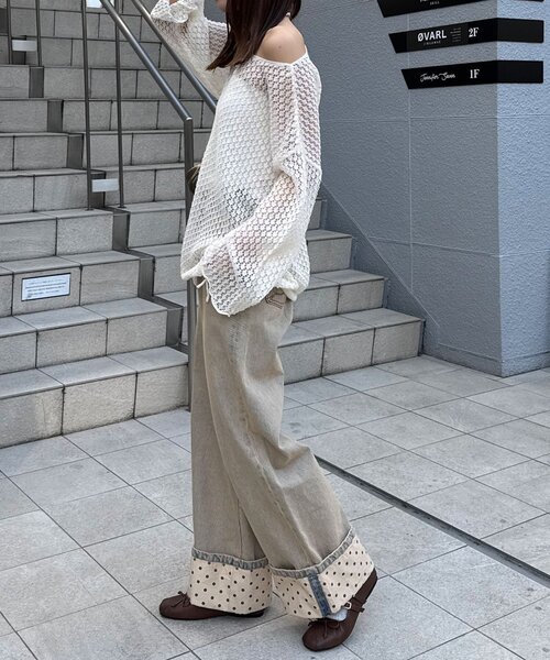 CIAOPANIC（チャオパニック）の「透かし編みルーズニットプルオーバー（ニット/セーター・レディース・グレー/アイボリー/ピンク・ONE SIZE）」の10枚目の写真