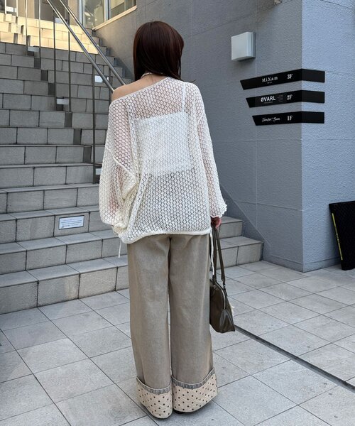 CIAOPANIC（チャオパニック）の「透かし編みルーズニットプルオーバー（ニット/セーター・レディース・グレー/アイボリー/ピンク・ONE SIZE）」の11枚目の写真