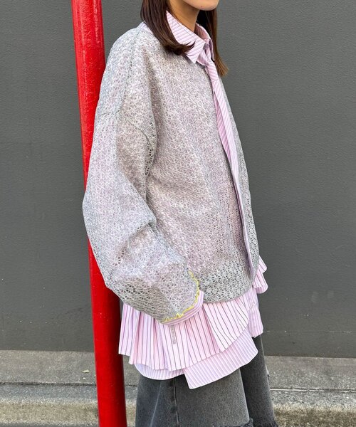 CIAOPANIC（チャオパニック）の「透かし編みルーズニットプルオーバー（ニット/セーター・レディース・グレー/アイボリー/ピンク・ONE SIZE）」の14枚目の写真