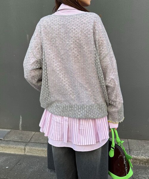 CIAOPANIC（チャオパニック）の「透かし編みルーズニットプルオーバー（ニット/セーター・レディース・グレー/アイボリー/ピンク・ONE SIZE）」の15枚目の写真