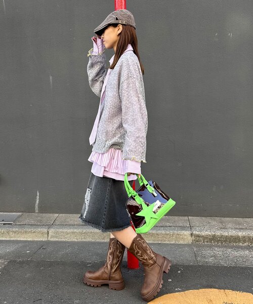 CIAOPANIC（チャオパニック）の「透かし編みルーズニットプルオーバー（ニット/セーター・レディース・グレー/アイボリー/ピンク・ONE SIZE）」の18枚目の写真