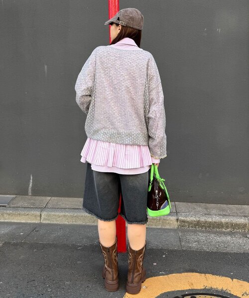 CIAOPANIC（チャオパニック）の「透かし編みルーズニットプルオーバー（ニット/セーター・レディース・グレー/アイボリー/ピンク・ONE SIZE）」の19枚目の写真