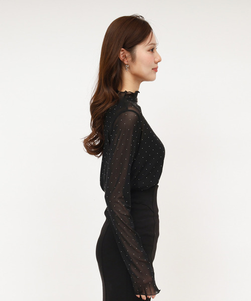 ROYAL PARTY(ロイヤルパーティー)の「キラキラシアートップス(Tシャツ/カットソー・レディース・オフホワイト/ブラック・FREE)」の3枚目の写真