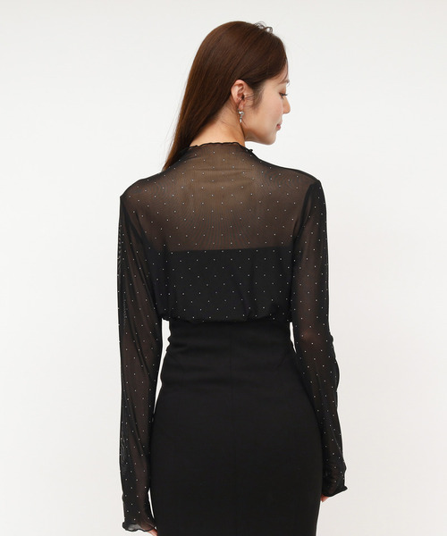 ROYAL PARTY(ロイヤルパーティー)の「キラキラシアートップス(Tシャツ/カットソー・レディース・オフホワイト/ブラック・FREE)」の4枚目の写真