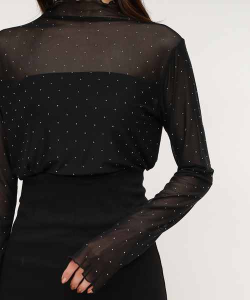 ROYAL PARTY(ロイヤルパーティー)の「キラキラシアートップス(Tシャツ/カットソー・レディース・オフホワイト/ブラック・FREE)」の6枚目の写真