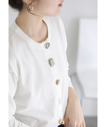 Torrazzo Donna（トラッゾドンナ）の「【洗える】TORRAZZO DONNA/トラッゾドンナ ビジューカーディガン（カーディガン/ボレロ）」