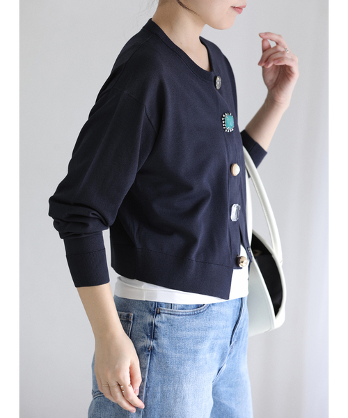 La TOTALITE（ラトータリテ）の「【洗える】TORRAZZO DONNA/トラッゾドンナ ビジューカーディガン（カーディガン/ボレロ・レディース・ピンク/グリーン/ホワイト/ネイビー・FREE）」の10枚目の写真