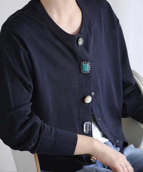 La TOTALITE（ラトータリテ）の「【洗える】TORRAZZO DONNA/トラッゾドンナ ビジューカーディガン（カーディガン/ボレロ・レディース・ピンク/グリーン/ホワイト/ネイビー・FREE）」の11枚目の写真