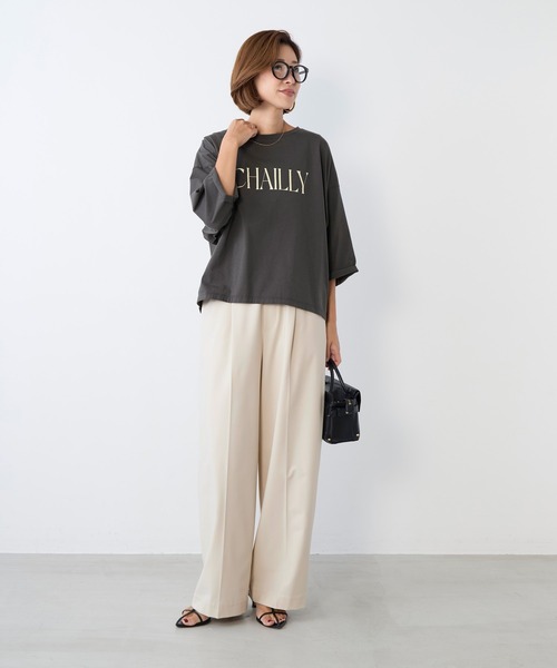MICA&DEAL（マイカ＆ディール）の「【WEB限定カラーあり】"CHAILLY"ロゴ5分袖Tシャツ（Tシャツ/カットソー・レディース・ダークグレー/ベージュ/ネイビー/ライトピンク・FREE）」の20枚目の写真