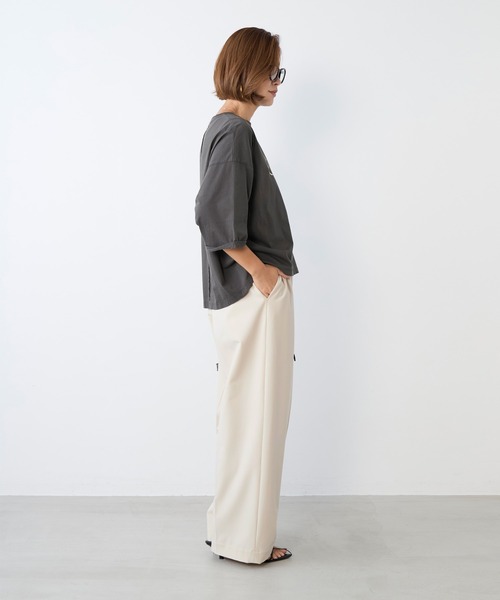 MICA&DEAL（マイカ＆ディール）の「【WEB限定カラーあり】"CHAILLY"ロゴ5分袖Tシャツ（Tシャツ/カットソー・レディース・ダークグレー/ベージュ/ネイビー/ライトピンク・FREE）」の21枚目の写真