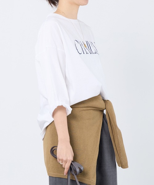 MICA&DEAL（マイカ＆ディール）の「【WEB限定カラーあり】"CHAILLY"ロゴ5分袖Tシャツ（Tシャツ/カットソー・レディース・ダークグレー/ベージュ/ネイビー/ライトピンク・FREE）」の10枚目の写真