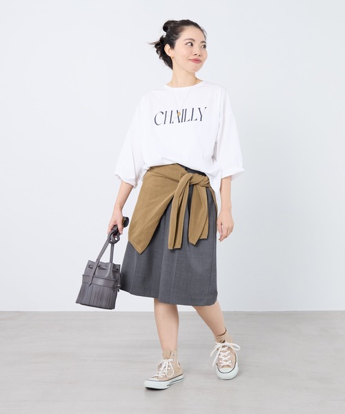 MICA&DEAL（マイカ＆ディール）の「【WEB限定カラーあり】"CHAILLY"ロゴ5分袖Tシャツ（Tシャツ/カットソー・レディース・ダークグレー/ベージュ/ネイビー/ライトピンク・FREE）」の12枚目の写真