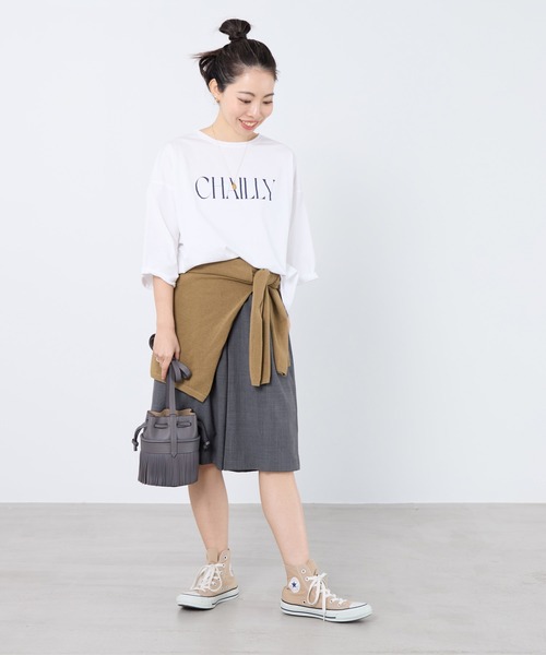 MICA&DEAL（マイカ＆ディール）の「【WEB限定カラーあり】"CHAILLY"ロゴ5分袖Tシャツ（Tシャツ/カットソー・レディース・ダークグレー/ベージュ/ネイビー/ライトピンク・FREE）」の13枚目の写真