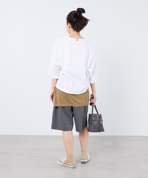 MICA&DEAL（マイカ＆ディール）の「【WEB限定カラーあり】"CHAILLY"ロゴ5分袖Tシャツ（Tシャツ/カットソー・レディース・ダークグレー/ベージュ/ネイビー/ライトピンク・FREE）」の15枚目の写真