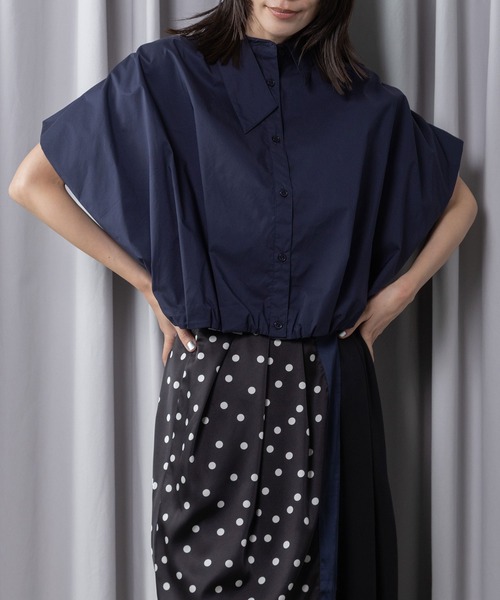 MARECHAL TERRE(マルシャルテル)の「ワイドタックシャツ(シャツ/ブラウス・レディース・オフホワイト/ストライプ/ラベンダー/ネイビー・MEDIUM)」の3枚目の写真