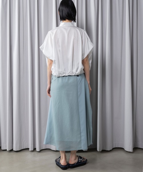 MARECHAL TERRE(マルシャルテル)の「ワイドタックシャツ(シャツ/ブラウス・レディース・オフホワイト/ストライプ/ラベンダー/ネイビー・MEDIUM)」の8枚目の写真