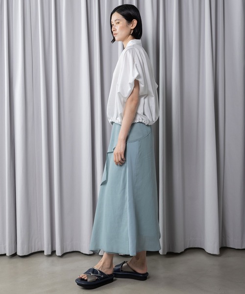 MARECHAL TERRE(マルシャルテル)の「ワイドタックシャツ(シャツ/ブラウス・レディース・オフホワイト/ストライプ/ラベンダー/ネイビー・MEDIUM)」の9枚目の写真