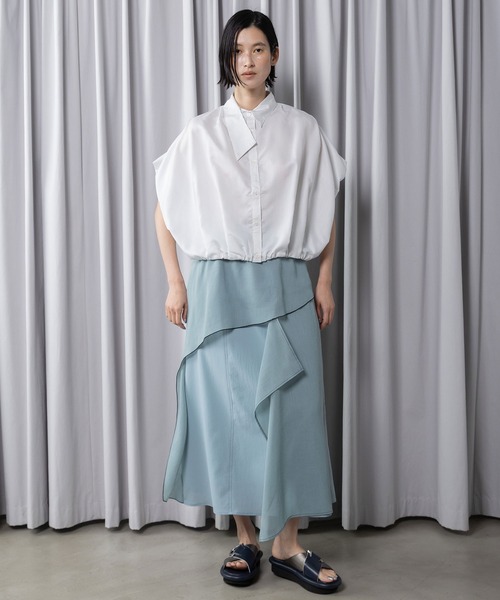 MARECHAL TERRE(マルシャルテル)の「ワイドタックシャツ(シャツ/ブラウス・レディース・オフホワイト/ストライプ/ラベンダー/ネイビー・MEDIUM)」の10枚目の写真