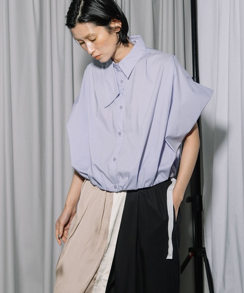 MARECHAL TERRE(マルシャルテル)の「ワイドタックシャツ(シャツ/ブラウス・レディース・オフホワイト/ストライプ/ラベンダー/ネイビー・MEDIUM)」の12枚目の写真