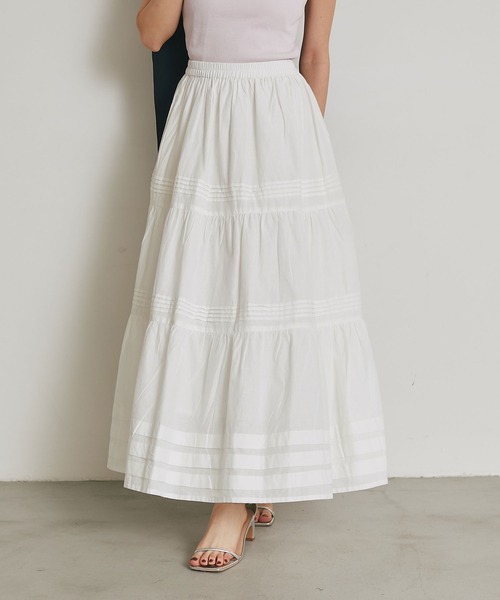 &. NOSTALGIA(アンドドットノスタルジア)の「コットンレースティアードスカート(スカート・レディース・ブラック/オフホワイト・M)」の1枚目の写真