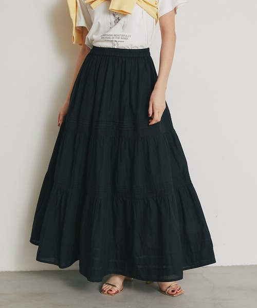 &. NOSTALGIA(アンドドットノスタルジア)の「コットンレースティアードスカート(スカート・レディース・ブラック/オフホワイト・M)」の2枚目の写真