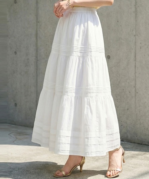 &. NOSTALGIA(アンドドットノスタルジア)の「コットンレースティアードスカート(スカート・レディース・ブラック/オフホワイト・M)」の3枚目の写真