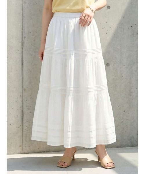 &. NOSTALGIA(アンドドットノスタルジア)の「コットンレースティアードスカート(スカート・レディース・ブラック/オフホワイト・M)」の5枚目の写真