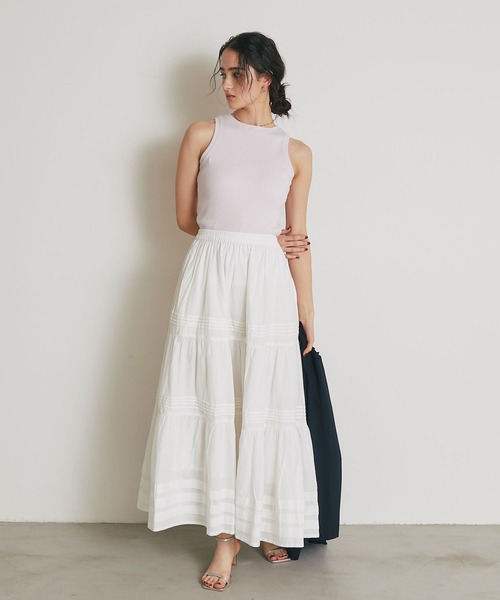 &. NOSTALGIA(アンドドットノスタルジア)の「コットンレースティアードスカート(スカート・レディース・ブラック/オフホワイト・M)」の6枚目の写真