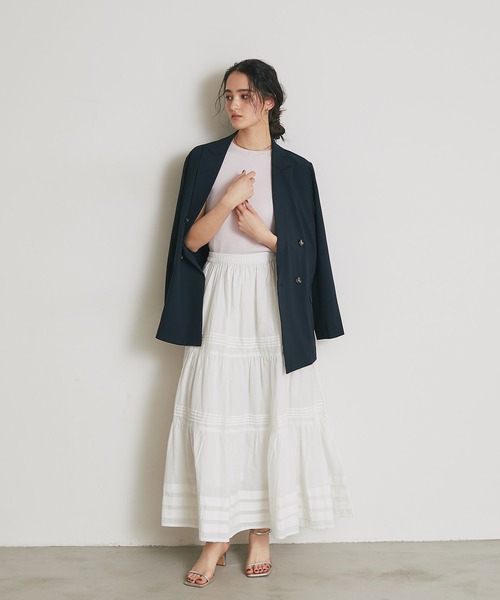 &. NOSTALGIA(アンドドットノスタルジア)の「コットンレースティアードスカート(スカート・レディース・ブラック/オフホワイト・M)」の7枚目の写真