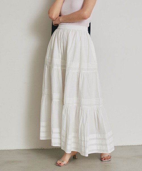 &. NOSTALGIA(アンドドットノスタルジア)の「コットンレースティアードスカート(スカート・レディース・ブラック/オフホワイト・M)」の8枚目の写真