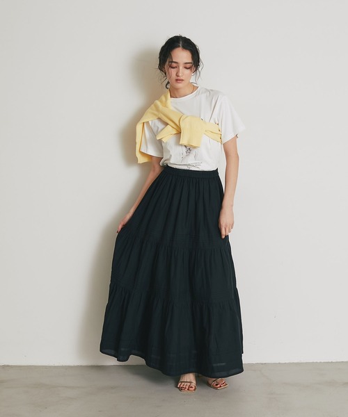 &. NOSTALGIA(アンドドットノスタルジア)の「コットンレースティアードスカート(スカート・レディース・ブラック/オフホワイト・M)」の10枚目の写真