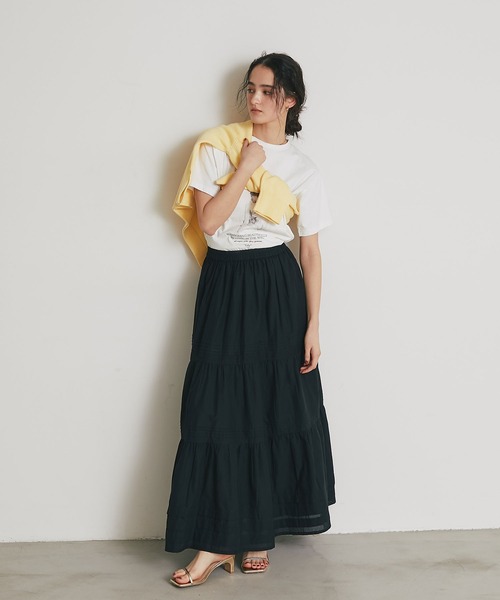 &. NOSTALGIA(アンドドットノスタルジア)の「コットンレースティアードスカート(スカート・レディース・ブラック/オフホワイト・M)」の11枚目の写真