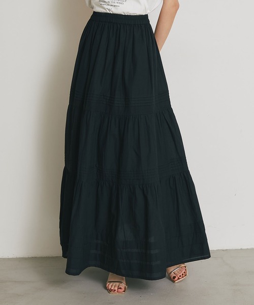 &. NOSTALGIA(アンドドットノスタルジア)の「コットンレースティアードスカート(スカート・レディース・ブラック/オフホワイト・M)」の13枚目の写真