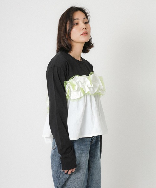 Floran（フローラン）の「ドッキングビスチェ フリル ドットチュールロンT（Tシャツ/カットソー・レディース・チャコールグレー/ブラック/オフホワイト・FREE）」の21枚目の写真