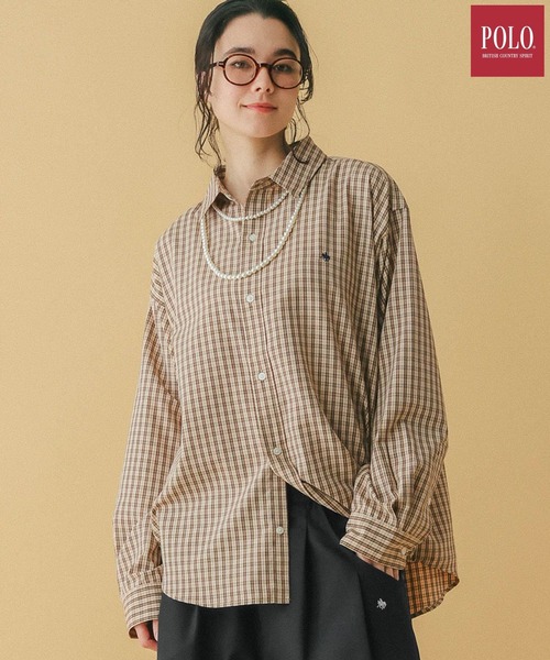 RAGEBLUE（レイジブルー）の「＜POLO BCS/ポロ・ビーシーエス＞別注/オーバーチェックシャツ（シャツ/ブラウス・レディース・ベージュ/ライトブルー/ブラック/レッド・FREE）」の3枚目の写真