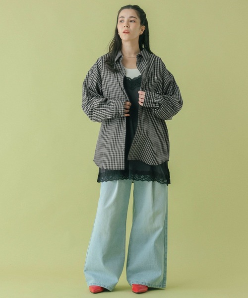 RAGEBLUE（レイジブルー）の「＜POLO BCS/ポロ・ビーシーエス＞別注/オーバーチェックシャツ（シャツ/ブラウス・レディース・ベージュ/ライトブルー/ブラック/レッド・FREE）」の5枚目の写真