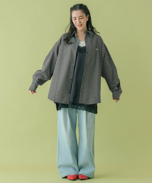 RAGEBLUE（レイジブルー）の「＜POLO BCS/ポロ・ビーシーエス＞別注/オーバーチェックシャツ（シャツ/ブラウス・レディース・ベージュ/ライトブルー/ブラック/レッド・FREE）」の6枚目の写真