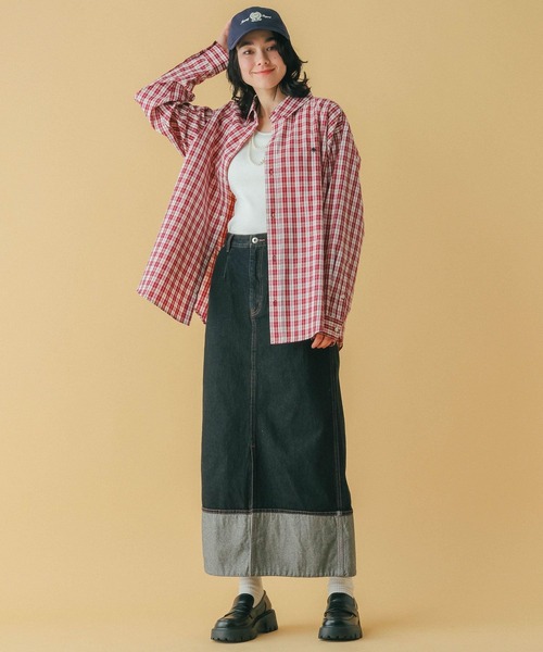 RAGEBLUE（レイジブルー）の「＜POLO BCS/ポロ・ビーシーエス＞別注/オーバーチェックシャツ（シャツ/ブラウス・レディース・ベージュ/ライトブルー/ブラック/レッド・FREE）」の9枚目の写真