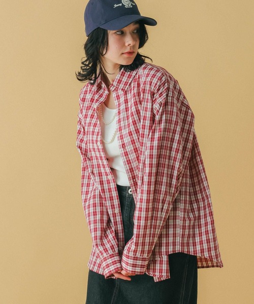 RAGEBLUE（レイジブルー）の「＜POLO BCS/ポロ・ビーシーエス＞別注/オーバーチェックシャツ（シャツ/ブラウス・レディース・ベージュ/ライトブルー/ブラック/レッド・FREE）」の13枚目の写真