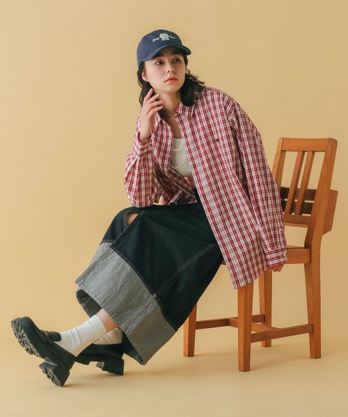 RAGEBLUE（レイジブルー）の「＜POLO BCS/ポロ・ビーシーエス＞別注/オーバーチェックシャツ（シャツ/ブラウス・レディース・ベージュ/ライトブルー/ブラック/レッド・FREE）」の15枚目の写真