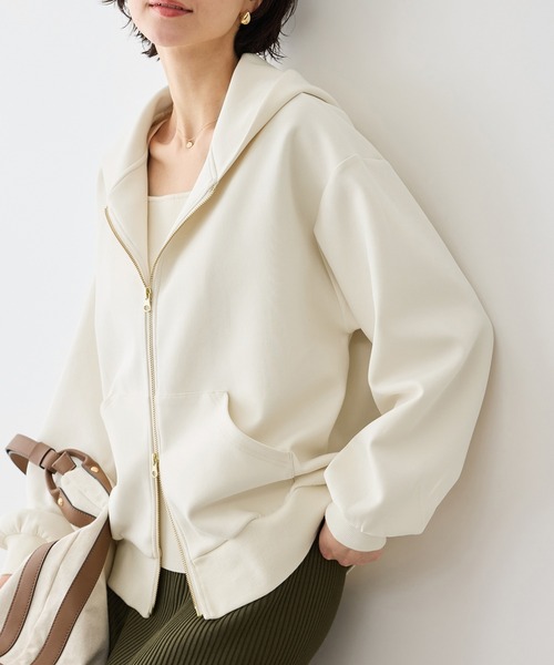 ROPE' PICNIC（ロペピクニック）の「コクーンシルエットダブルジップフーディ（パーカー・レディース・チャコールグレー/ライトグレー/キナリ・FREE）」の2枚目の写真