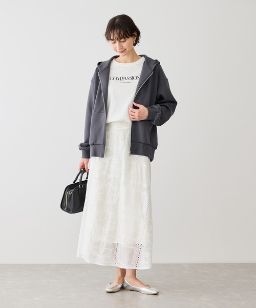 ROPE' PICNIC（ロペピクニック）の「コクーンシルエットダブルジップフーディ（パーカー・レディース・チャコールグレー/ライトグレー/キナリ・FREE）」の5枚目の写真