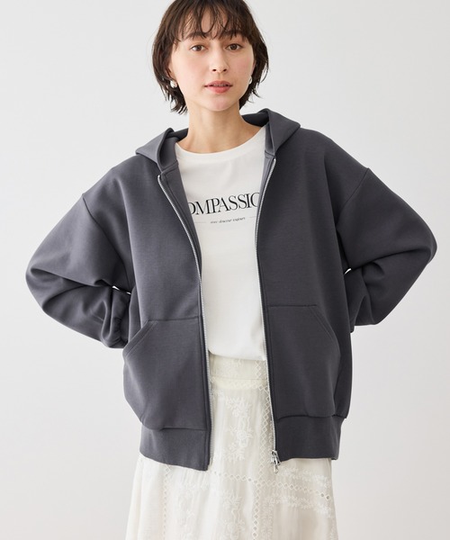 ROPE' PICNIC（ロペピクニック）の「コクーンシルエットダブルジップフーディ（パーカー・レディース・チャコールグレー/ライトグレー/キナリ・FREE）」の7枚目の写真